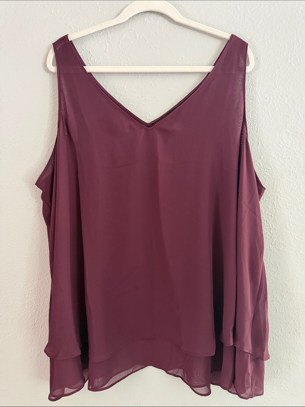Lane Bryant Burgundy Layered V-Neck Chiffon Camisole